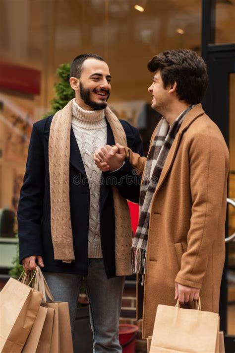 Pleased And Stylish Gay Partners With Stock Image Image Of Clothes Outdoors