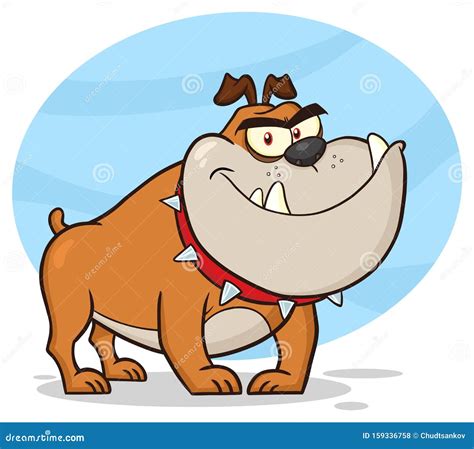 Angry Bulldog Dog Cartoon Mascot Character Brown Color Stock Vector