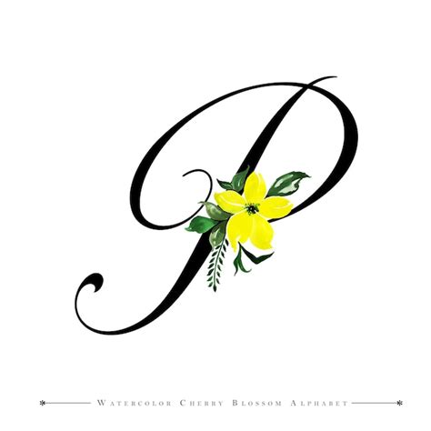 Premium Vector Letter P Watercolor Floral Background