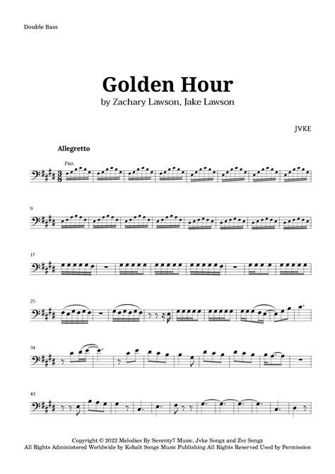 Golden Hour Arr Langanho By Jvke Sheet Music For String Bass Solo At