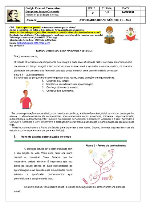 Atividades De Estudo Orientado - Texto e Atividades de Estudo Orientado - 9° Ano - 2021 - Studocu