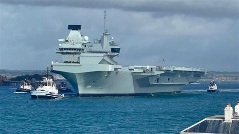 Royal Navy Flagship Hms Queen Elizabeth Sets Sail From Portsmouth