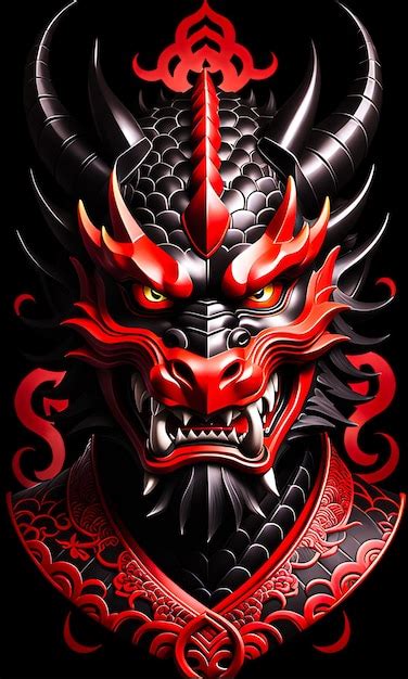 Premium Photo Red And Black Angry Dragon Illustration