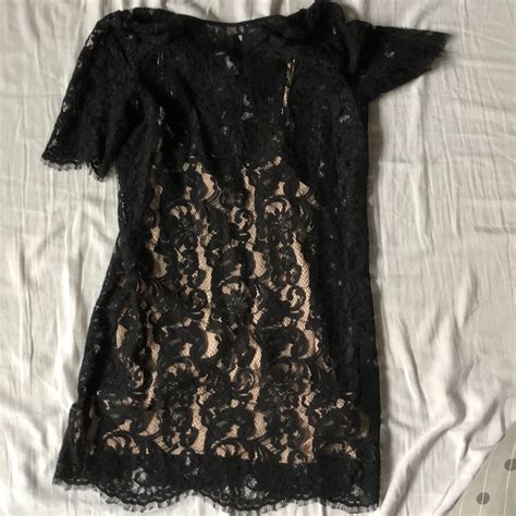 Black Lace Dress With Nude Slip Gem