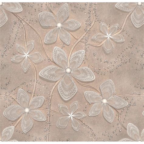 Papel De Parede Adesivo Lavável sala Flor Efeito Visual D Seda Nude Shopee Brasil