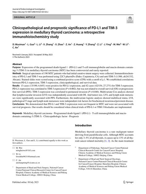 Pdf Clinicopathological And Prognostic Significance Of Pd L And Tim