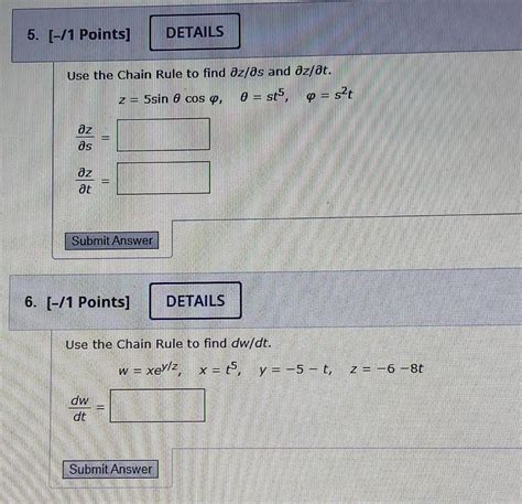 Solved Use The Chain Rule To Find ∂z ∂s And ∂z ∂t