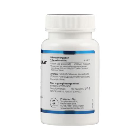 Chrom Picolinat 200 mcg jetzt online bestellen - Supplementa B.V.