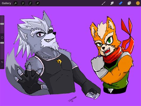 Sketched Wolf W Fox Rstarfox