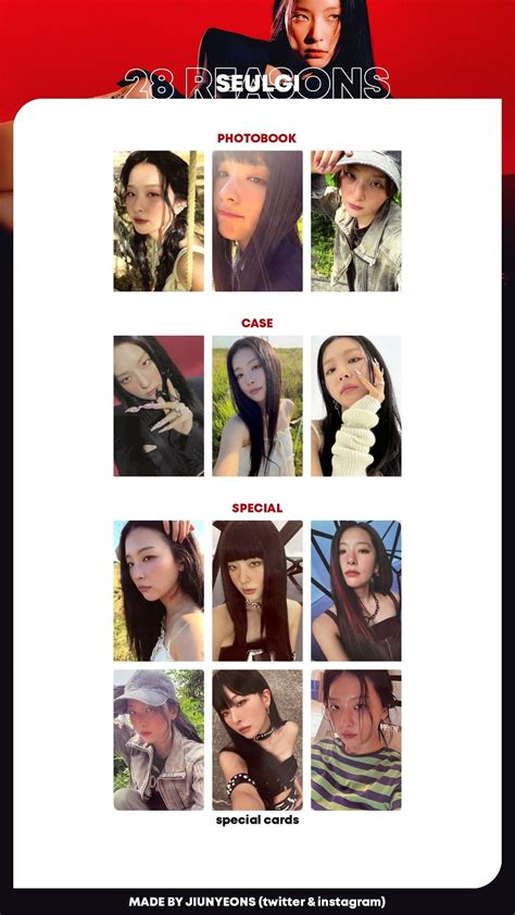 SEULGI 28 REASONS ALL PHOTOCARDS TEMPLATE Cosas Lindas Coreanas