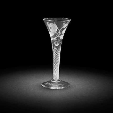 Bonhams An Engraved Airtwist Wine Glass Of Possible Jacobite Significance Circa 1750