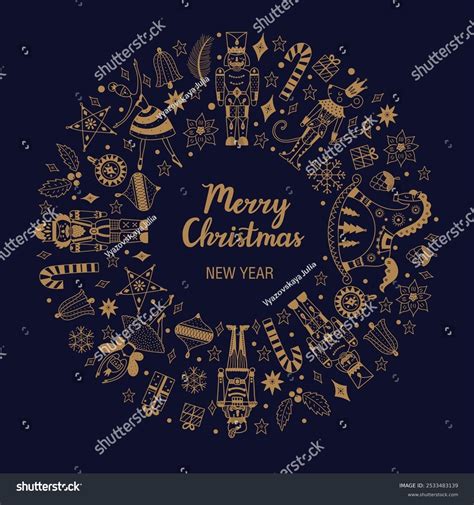 Christmas Wreath Cute Motifs Ballet Nutcracker Stock Vector Royalty