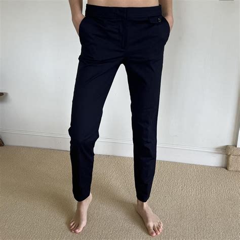 Navy Blue Cigarette Trousers From Massimo Depop