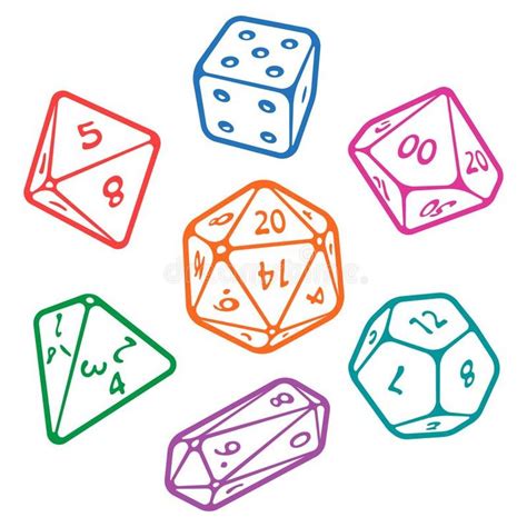 Vector Set Of Board Game Dices Vector Icon Set Of Dice For Fantasy Dnd