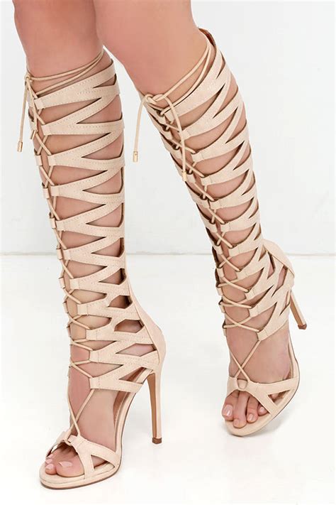 Sexy Nude Heels Caged Heels Lace Up Heels Lulus