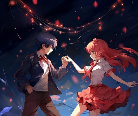 A beautiful anime couple Dancing | Premium AI-generated image