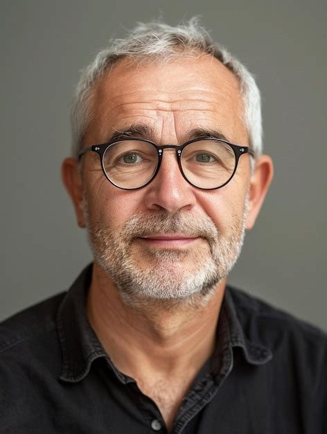 Confident Mature Man With Glasses And Grey Hair Portrait Premium AI Generated Image
