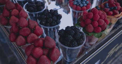 Colored Seasonal Berries In Cups 25454599 Stock Video At Vecteezy