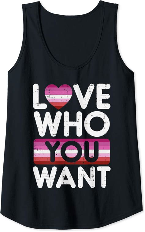 Amazon Womens Love Who You Want Lesbian Heart Pride Flag LGBTQ Couple Tank Top Clothing