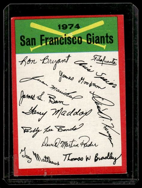 1974 Topps Team Checklists Two Stars Unmarked NNO San Francisco