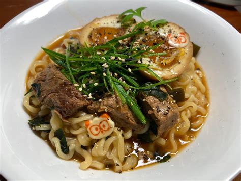 Neoguri Ramen With Soy Egg And Braised Beef Brisket Dining And Cooking