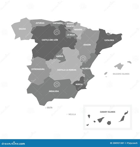 Carte De Lespagne Des Communautés Autonomes Illustration De Vecteur