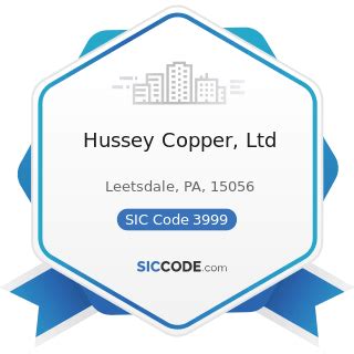 hussey copper  zip  naics  sic