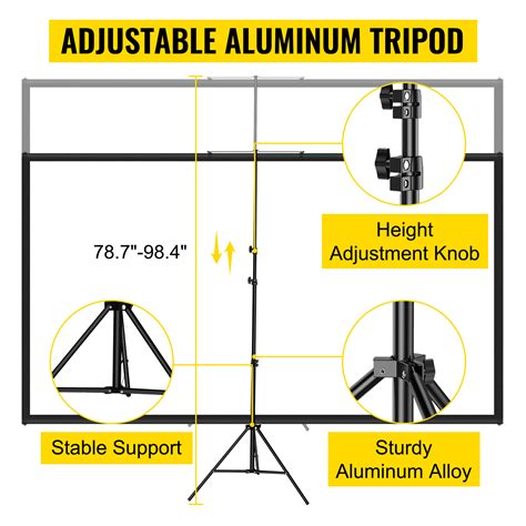 VEVOR VEVOR Tripod Projector Screen With Stand 80 Inch 16 9 4K HD