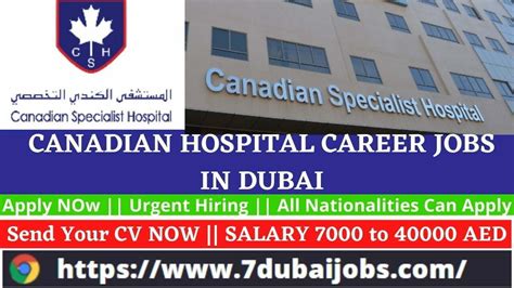 Canadian Hospital Careers Jobs In Dubai || Urgent Hiring || Apply Today ...