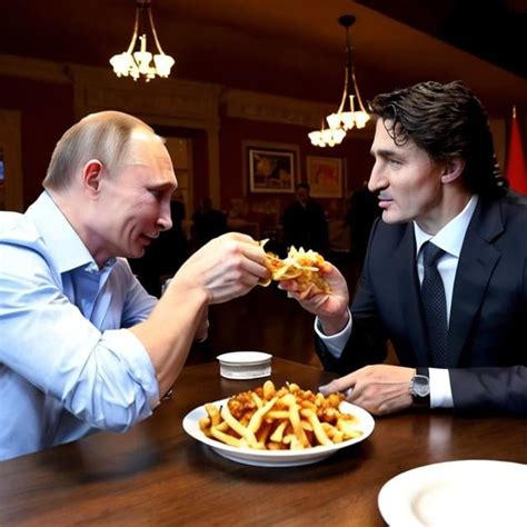 Vladimir Putin Eating Poutine In Quebec With Justin