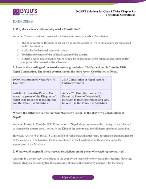 Ncert Solutions For Class 8 Civics Social Science Chapter 1 The Indian Constitution