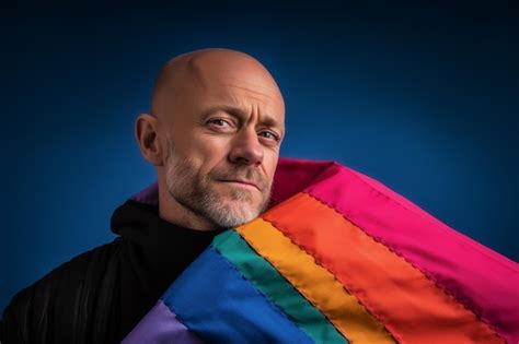 Premium Ai Image Expressive Pride Photo Of A Gay Man With A Rainbow