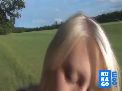 Blonde Girlfriend Gives A Great Outdoor Blowjob