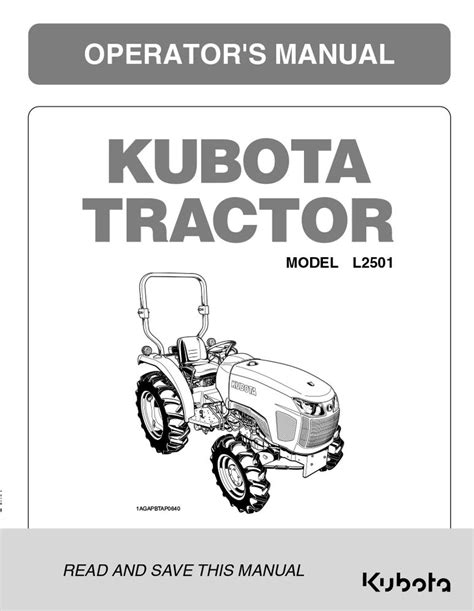 Kubota L2501 Owners Manual