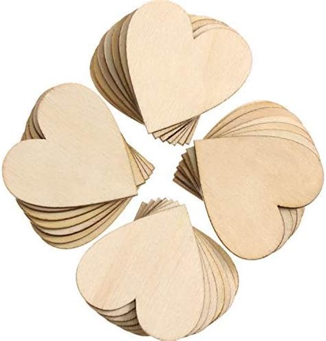 Amazon Pieces Wood Heart Cutouts Unfinished Wooden Heart