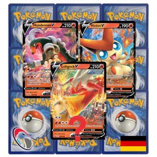 10 Feuer Pokemonkarten wie EIN Booster seltene Feuer V Karte zufäl