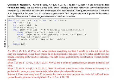 Question 6 Quicksort Given The Array Chegg