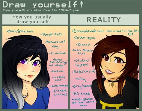 draw yourself challenge by trappedOwl on DeviantArt