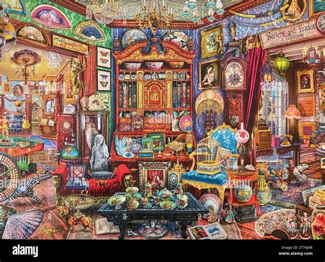 1000 Piece Completed Puzzle Of A Very Cluttered Victorian Style Room