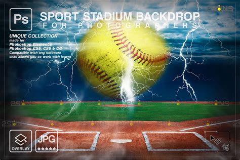 Softball Backdrop Sports Digital Background - Design Cuts