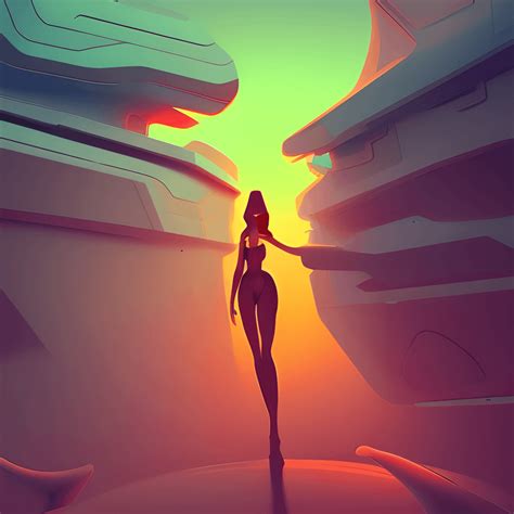 Futuristic Art Graphic Naked Woman Realism Color Joy Global