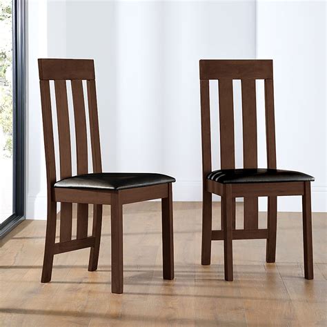 Chester Dark Wood Dining Chair (Brown Leather Seat Pad) | Furniture And ...