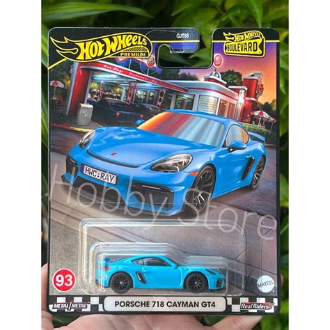 Hobby Store xe mô hình Hot Wheels Premium Boulevard Porsche Cayman GT Xanh Dương Shopee
