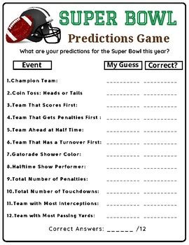 The Super Bowl Prediction Discussion Games Activities Sports Ela