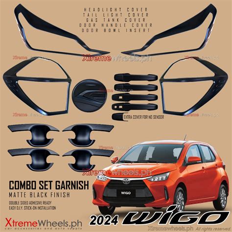 Toyota Wigo 2024 To 2025 Matte Black Combo Set Garnish Cover Thailand