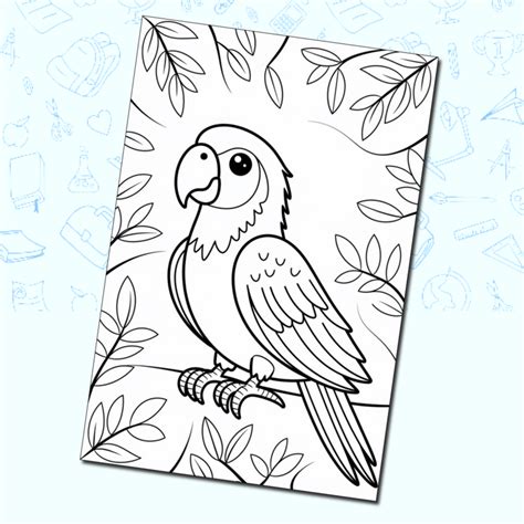 Мультяшный волнистый попугай. Раскраска – скачать раскраску для детей