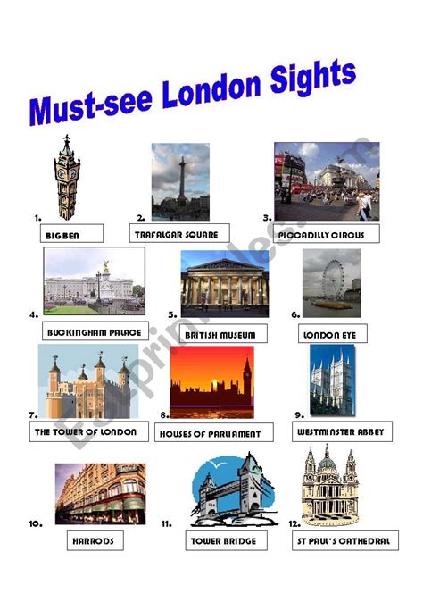 LONDON FAMOUS PLACES - ESL worksheet by Maurice