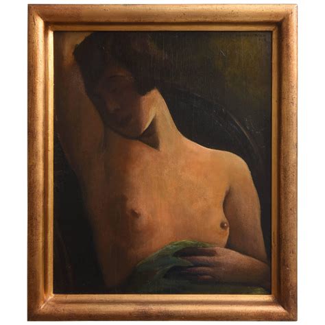 Art Deco Oil On Board Painting Of A Female Nude Istvan Zador S At