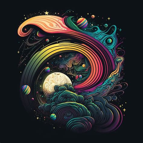 Premium Photo A Colorful Illustration Of A Moon And The Moon