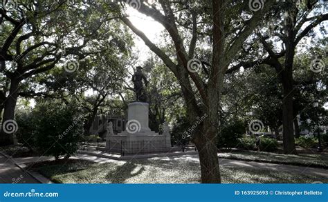 Rear View of the Oglethorpe Statue at Chippewa Square in Savannah Stock ...